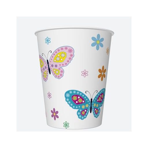 Butterfly With Flowers paper cup 8 pcs 250 ml
