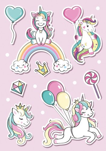 Unicorn Balloon A/4 elastic folder