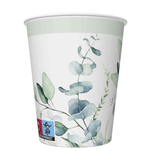 Colour Eucalyptus Twigs Flower paper cup 8 pcs 250 ml