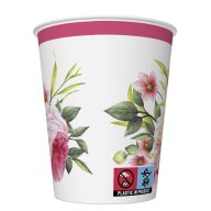 Colour Twigs with Leaves Rose Paper Cup, 8 pcs, 250 ml