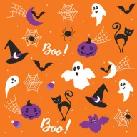 Halloween Graphics on Orange napkin, set of 20, 33x33 cm