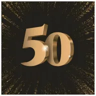   Happy Birthday 3D Black Happy Birthday 50 napkin set of 20 33x33 cm