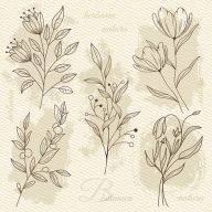 Flower Beige Illustration napkin 20 pcs 33x33 cm