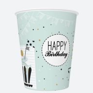 Happy Birthday Mint Happy Birthday paper cup 8 pcs 250 ml
