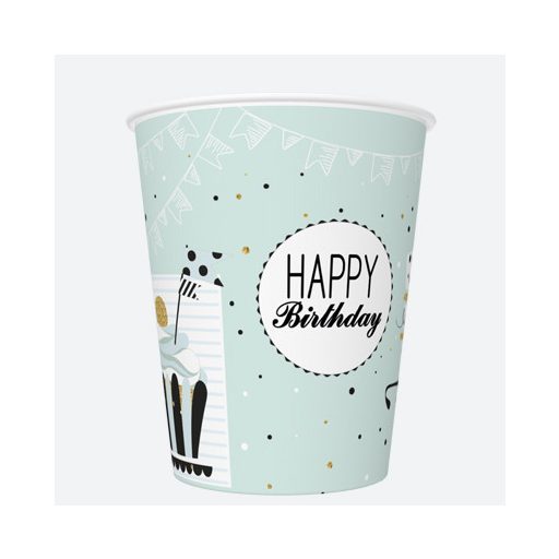 Happy Birthday Mint Happy Birthday paper cup 8 pcs 250 ml