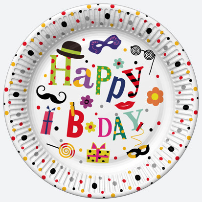 Happy Birthday Funny Happy Birthday paper plate, pack of 8, 22.7 cm