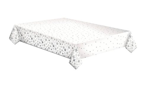 Christmas Silver Stars paper tablecloth 120x180 cm