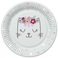 Cat Flowers Wreath paper plate 8 pcs 22.7 cm