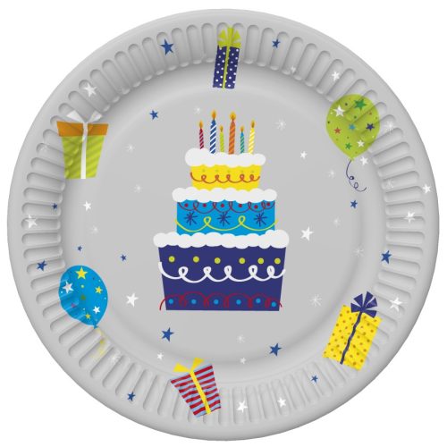 Happy Birthday Gifts and Garlands Happy Birthday paper plate 8 pcs 22.7 cm