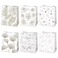 Colour White Patterned paper gift bag 19x23x10.5 cm