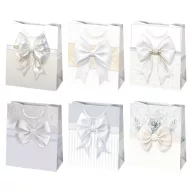 Colour Bow White paper gift bag 19x23x10,5 cm