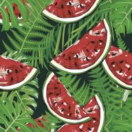 Fruits Fern Leaves Watermelon napkins, 20 pcs, 33x33 cm
