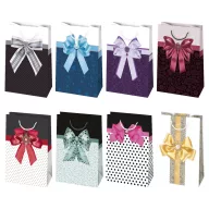 Colour Bow paper gift bag 16x24x7 cm