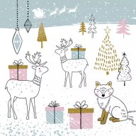 Christmas Winter Animals napkins, pack of 20, 33x33 cm