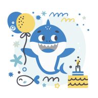   Happy Birthday Blue Shark Happy Birthday napkin set of 20, 33x33 cm