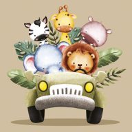 Animals Safari in the Jeep 20 pcs napkin 33x33 cm