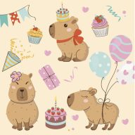 Animals Capybaras Happy Birthday napkin 20-piece 33x33 cm