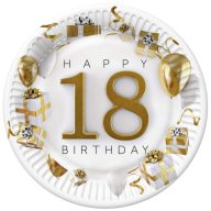   Happy Birthday Gold Motifs Happy Birthday 18 paper plate 8 pieces 18 cm
