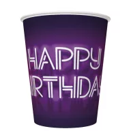   Happy Birthday Neon Cake Happy Birthday paper cups 8 pcs 250 ml