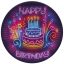 Happy Birthday Neon Cake Happy Birthday Paper Plate 8 pcs 18 cm