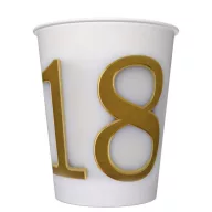   Happy Birthday Gold Motifs Happy Birthday 18 paper cup 8 pcs 250 ml