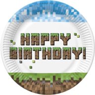   Happy Birthday Pixel Block Happy Birthday paper plate 8 pcs 18 cm