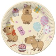   Happy Birthday Capybaras Happy Birthday paper plate set of 8, 22.7 cm