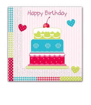 Happy Birthday Cake napkin 20 pcs 33x33 cm