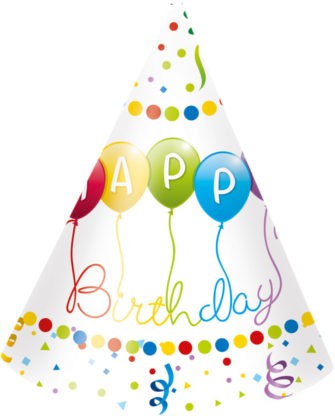 Happy Birthday Streamers Happy Birthday party hat, cone 6 pcs