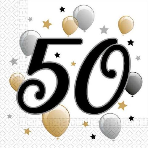 Milestone, Happy Birthday 50 Napkin (20 pieces)