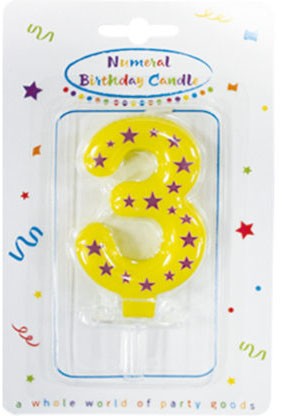 Colour cake candle, number candle 3-as