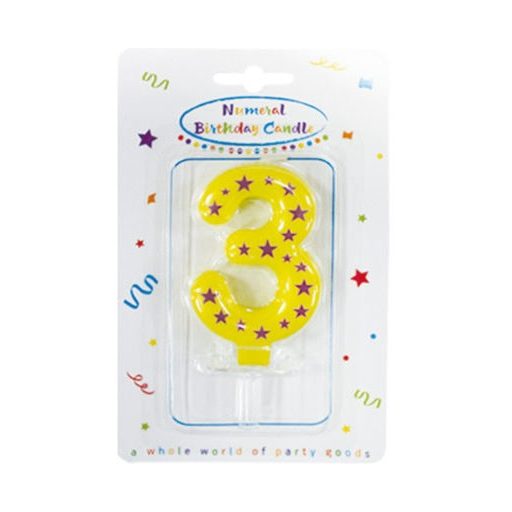 Colour cake candle, number candle 3