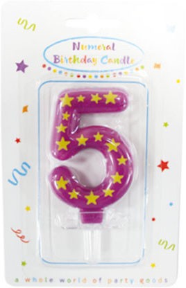 Colour cake candle, number candle 5