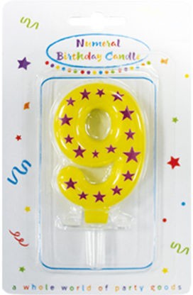 Colour cake candle, number candle 9 es