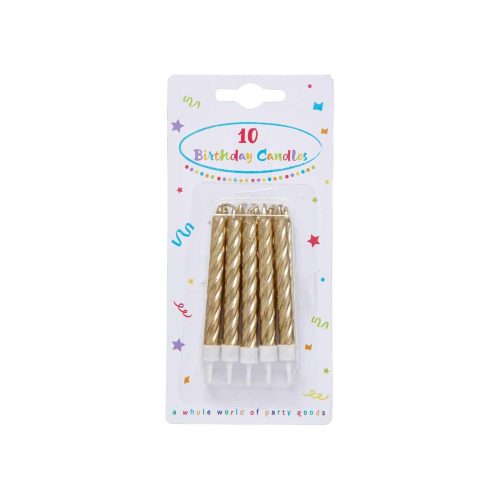 Happy Birthday Gold cake candle, candle set 10 pieces