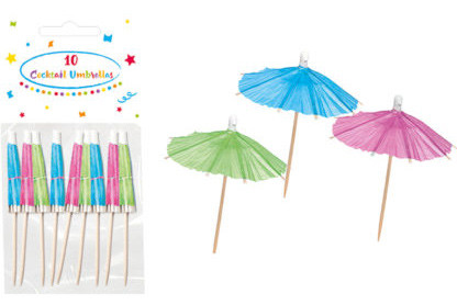 Colour Umbrella Cocktail Stirrers Pack of 10