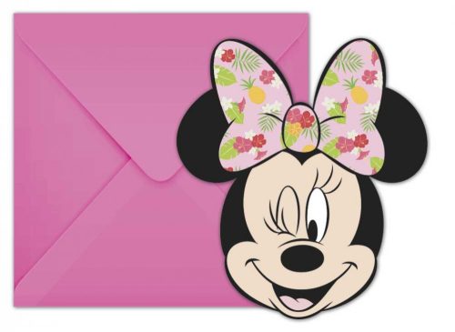 Disney Minnie Tropical Party Invitation Card + Envelope (6 pieces)