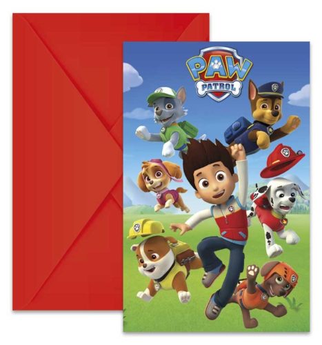 Paw Patrol Ready For Action, Party Invitation Card + Envelope (6 pieces)