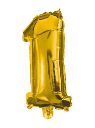 Gold, Gold mini number 1 foil balloon 33 cm