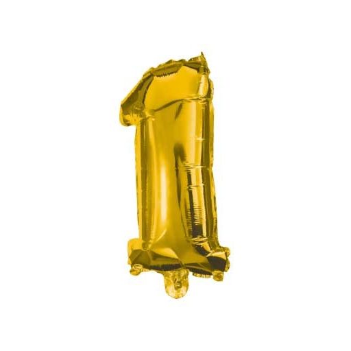 Number Gold, Mini Gold 1 Number Foil Balloon 33 cm