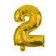 Gold, Gold mini number 2 foil balloon 32 cm