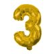 Gold, Gold mini Number 3 foil balloon 31 cm