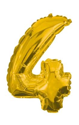 Gold, Gold mini Number 4 foil balloon 33 cm