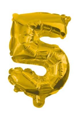 5 Gold Number Foil Balloon 31 cm