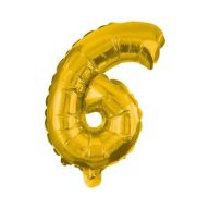 Number Gold, Gold mini number 6 foil balloon 35 cm