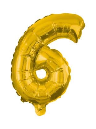 Gold, Gold mini Number 6 foil balloon 35 cm