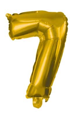 Gold, Gold mini Number 7 foil balloon 33 cm