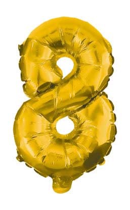 8 Gold Number Foil Balloon 33 cm