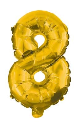 Gold, Gold mini Number 8 foil balloon 33 cm