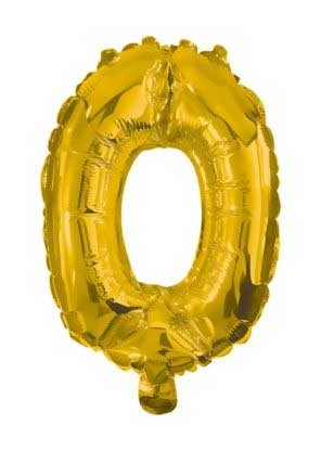 Gold, Gold mini number 0 foil balloon 33 cm